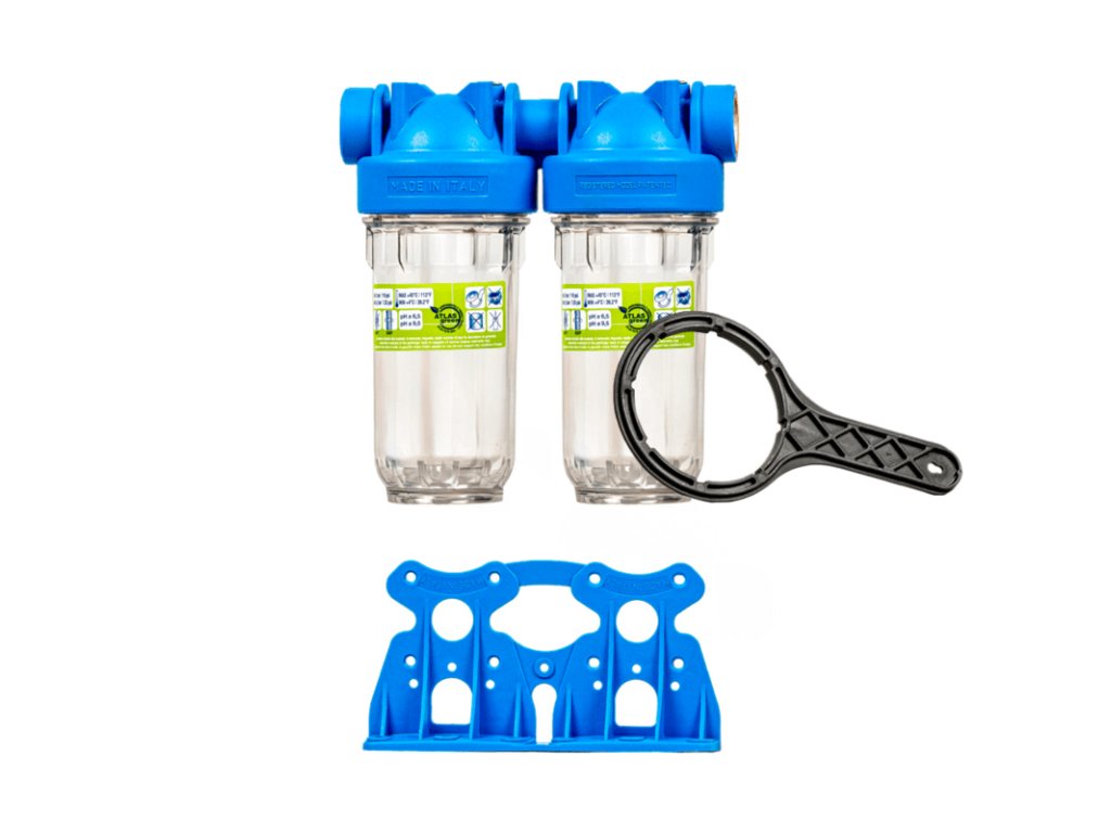 Filter JUNIOR 7" DUO pripojenie 3/4", dvojitý vodný filter na potrubie pre filtráciu a ošetrenie vody