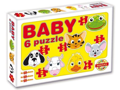 DOHÁNY Baby puzzle Zvířecí hlavičky 6v1 (2-4 dílky)