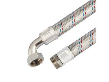 Connecting Hose 1" flexi with elbow 70 cm, anti-vibration stainless steel, for pump and pressure tank