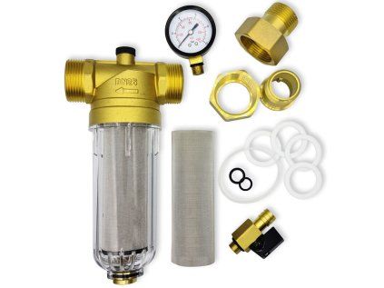 Mechanical Filter 1" for mechanical impurities 50 mcr with pressure gauge and drain valve