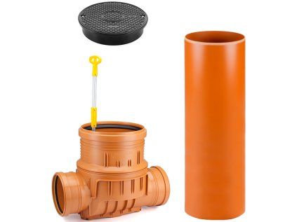 DN 315/160/5000 In-Line Inspection Shaft with Non-Return Valve, Plastic Sewer