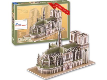 CLEVER&HAPPY 3D puzzle Katedrála Notre Dame, Paříž 64 dílků