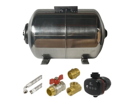 AQUA OLA 60L Horizontal Stainless Steel Water System Set with ADARA 6, Home Water System with Digital Control Unit