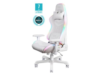 DELTACO GAM-080-W, RGB Herná stolička, biela