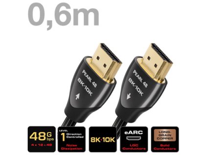 AUDIOQUEST Pearl 48G, Kábel HDMI 2.1 10K M/M 0.6m