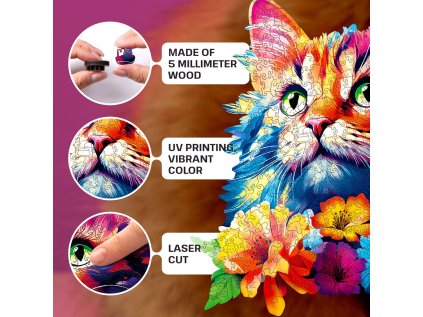 EscapeWelt Drevené puzzle Mačka 300 dielikov