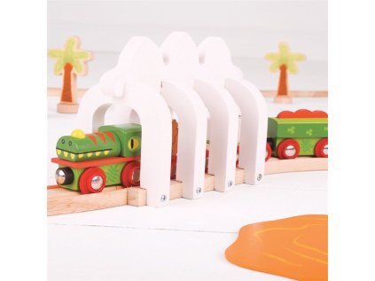 Bigjigs Rail Dinosaurie vláčik + 3 koľaje