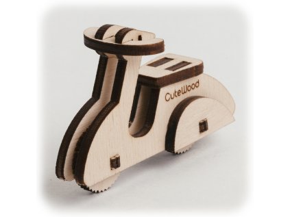 CuteWood Drevené 3D puzzle Moped