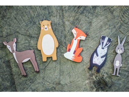 BeWooden Drevená magnetka Lišiareň - sada 5 ks