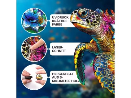 EscapeWelt Drevené puzzle Korytnačka 200 dielikov