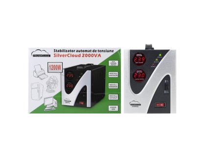 Stabilizátor napätia SilverCloud 2000VA 1200W 9,1A výstup 230V ± 10%