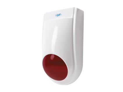 Bezdrôtová vonkajšia siréna PNI SafeHouse HS007LR s batériou a napájacím zdrojom pre bezdrôtové alarmové systémy PNI HS600 a HS650