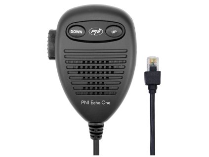 Mikrofón PNI Echo One pre PNI HP 6500 a PNI HP 7120 s nastaviteľným režimom ozveny a programovateľným Roger Beep kompatibilný s akýmkoľvek modelom rozhlasovej stanice.