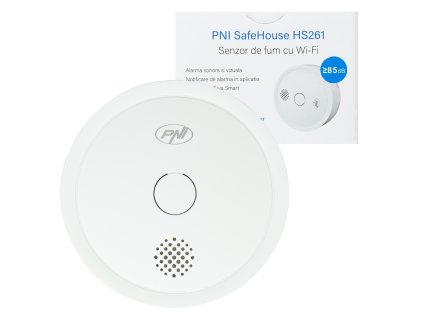 Dymový senzor PNI SafeHouse HS261 s Wi-Fi, ovládanie z aplikácie Tuya Smart, napájanie 3V batériou, 85dB, zvukový a vizuálny alarm, tichý alarm