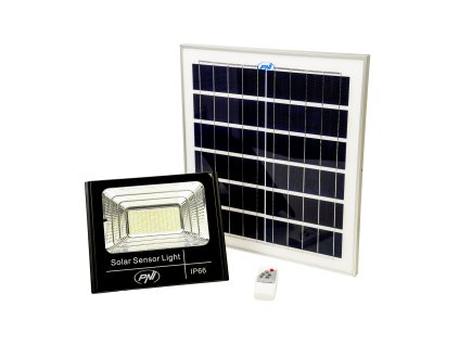 LED reflektor 50W PNI GreenHouse WS60 so solárnym panelom, 12AH batériou a pohybovým senzorom