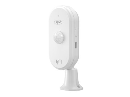 SafeHouse HS401 PIR PIR pohybový senzor s Wi-Fi, kompatibilný s aplikáciou Tuya, 80dB zvukový alarm, vstavaný reproduktor, 5V USB C napájanie
