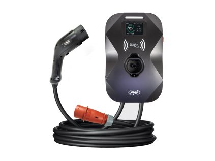 Nabíjacia stanica PNI KW22 32A, 22 kW, pre elektromobily, 85 V - 415 V, trojfázový, 7-kolíkový kábel typu 2, 3,5 palcová obrazovka, s Bluetooth, ovládaním aplikáciou, aktiváciou nabíjania aplikácie a