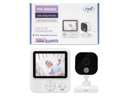 Video pestúnka PNI BM280 2,8-palcová bezdrôtová obrazovka 2,4 GHz, teplotný senzor, VOX, nočné videnie, funkcia zoomu, uspávanky