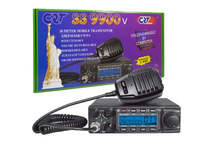 Balík amatérskej rádiostanice CRT SS 9900V + lepiaca podložka modrá, príslušenstvo