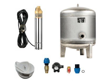 Home water system with submersible pump SKM 100 / 90L stainless, well water set