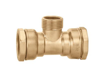 DECA - Reduced compression fitting with male thread, T-piece with female thread, brass, for PE pipes, d 32 x 1" M x 3/4" F
