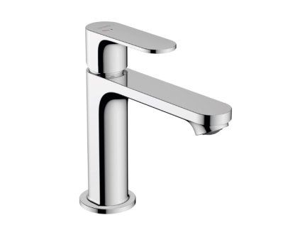 Deck-mounted washbasin mixer REBRIS S, with a drain set with pop-up rod, ComfortZone 110, CoolStart, chrome