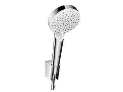 shower set, 2-position hand shower, holder, 160 cm hose, EcoSmart 9l/min, CROMETTA, white/chrome