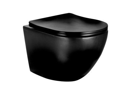 Kúpeľňové vybavenie Závesná keramická WC misa Karat, čierna matná 495x365x365