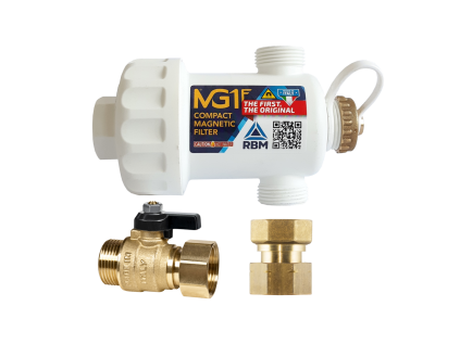 Vykurovacia technika Filter ULTIMA MG1 Vario comfort s filtračnou vložkou 100 μm, 3/4", nepriehľadný biely