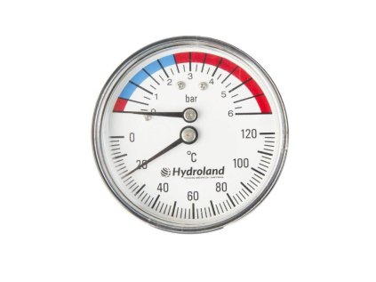 Vykurovacia technika Axiálny termomanometer 0°C - 120°C 0 - 6 bar, 63 mm