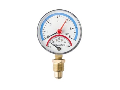 Vykurovacia technika Radiálny termomanometer 0°C - 120°C 0 - 6 bar, 80 mm