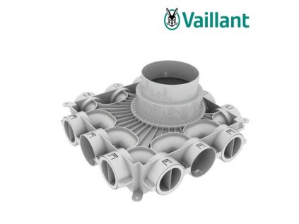 Tepelné čerpadlo Vaillant nízkoprofilový rozdeľovač 12-vývodový 75/62 mm, so zátkou a hrdlom - recoVAIR /4