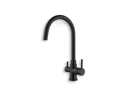 DUNAJ three-way kitchen mixer tap, black