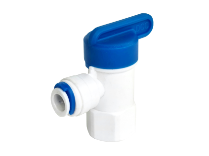 L-piece connector with ball valve 3/8" - 3/8"