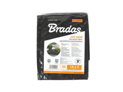 Netkaná mulčovacia textília Bradas čierna, 1,6 x 5 m, 50 g/m2