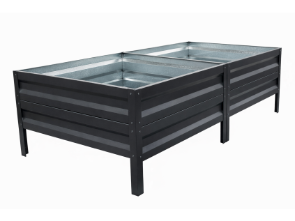 Vyvýšený záhon LEGI 0,65 × 2 m, pozinkovaný oceľový rám, výška 40 cm, antracit