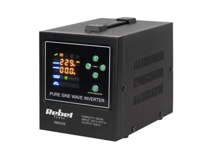 Záložný zdroj Zdroj záložný REBEL POWER-500-LFP4 12V 230V 500VA 300W Black