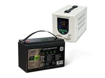 Záložný zdroj GETI GEP500LF sínusový 500 W (800 VA) + batéria LiFePO4 100 Ah