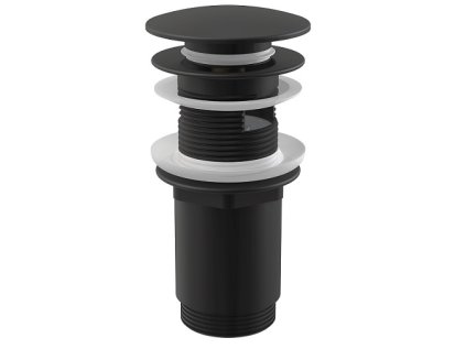 Výpusť umývadlová CLICK/CLACK 5/4" celokovová s prepadom, veľká zátka čierna