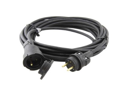 Vonkajší predlžovací kábel 20 m / 1 zásuvka / čierny / guma / 230 V / 1,5 mm2
