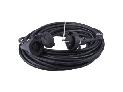 Vonkajší predlžovací kábel 20 m / 1 zásuvka / čierny / guma / 230 V / 2,5 mm2