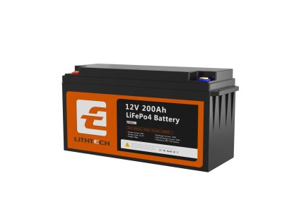 LiFePO4 batéria pre solárne systémy 12,8 V 200 Ah TE12200 LITHTECH Bluetooth, BMS, IP66
