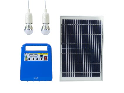Prenosný solárny systém PNI GreenHouse H01 s panelom 10 W, batériou 12 V / 7 Ah, rádiom, MP3 a 2 LED žiarovkami
