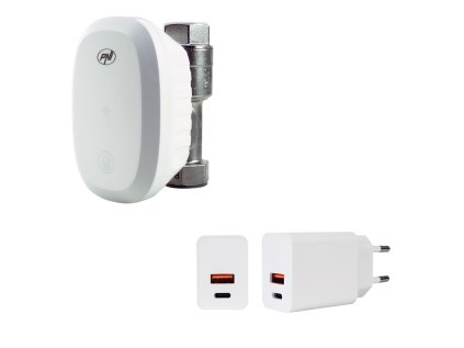 Inteligentný Wi-Fi ventil na vodu PNI SV180 PRO, DN20, s meraním spotreby, so zdrojom a adaptérom CHG300