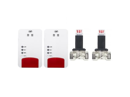 Sada 2× detektor plynu a CO s elektroventilom 3/4" PNI Safe House Dual Gas 250, siréna 85 dB, biela