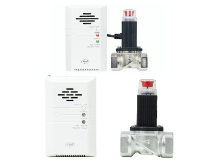 Balenie 2 sád detektor plynu a elektroventil 3/4" PNI Safe House 400, siréna 85 dB, zemný plyn a LPG