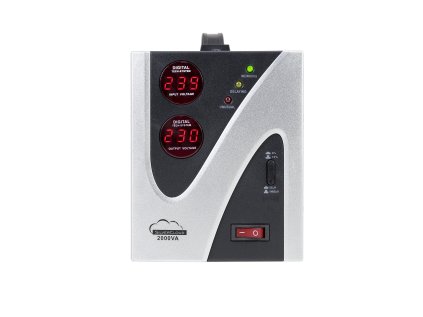 Automatický stabilizátor napätia SilverCloud 2000 VA / 1200 W, 2 × Schuko, dvojitý merač