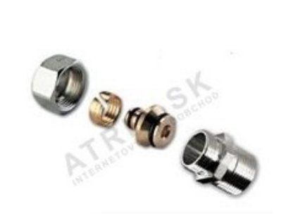 Vykurovacia technika Sada zverného šróbenia so vsuvkou- 3/4"Mx16x2 ALU