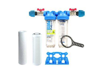 Filter Set Senior 10" DUO with Complete 1" Connection, Water Filter for Well Water