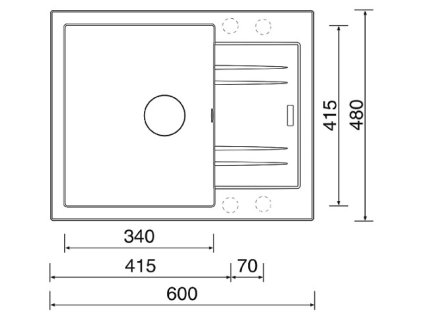 drez granitový Sinks LINEA 600 N Metalblack